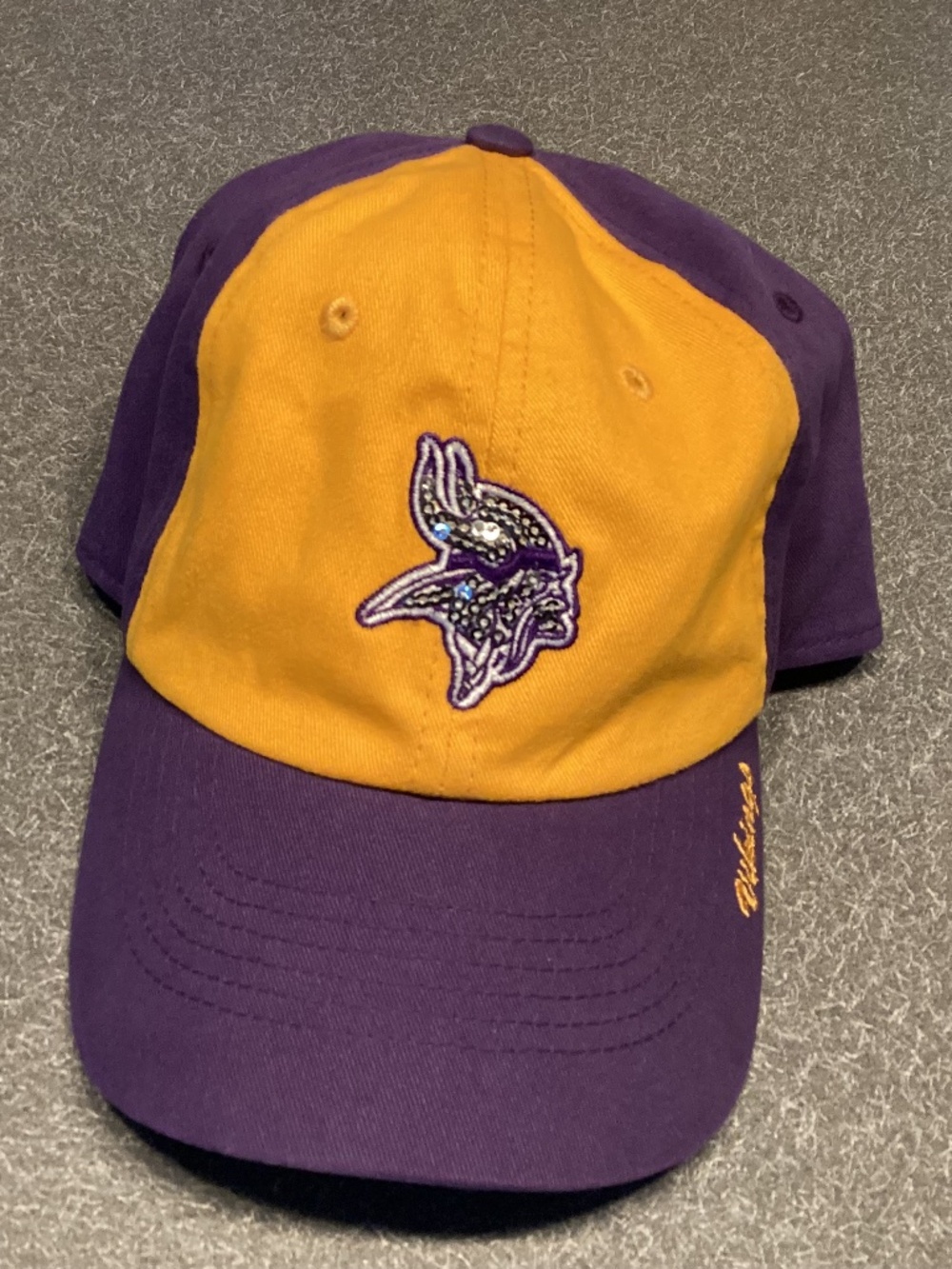 Minnesota Vikings women’s bling cap. Purple and gold Vikings cap